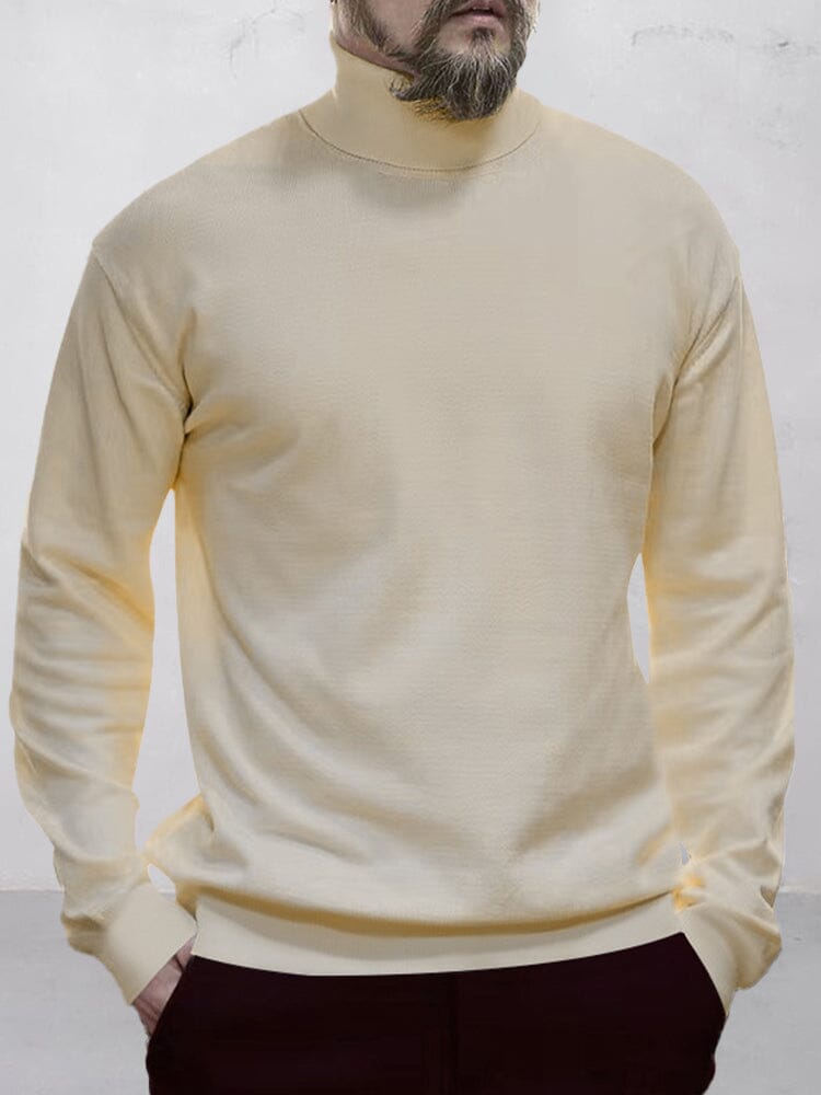 Classic Turtleneck Pullover Undershirt Shirts coofandy Apricot M 
