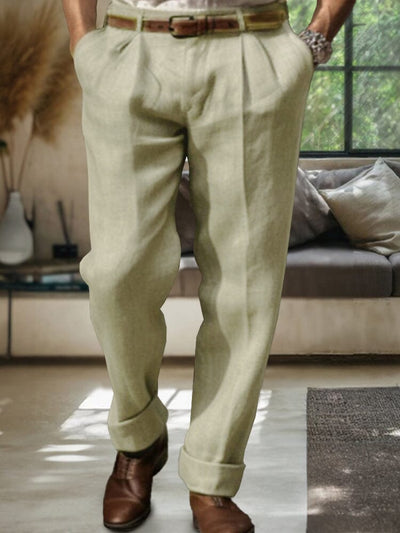 Soft Straight-Leg Cotton Linen Pants Pants coofandy 