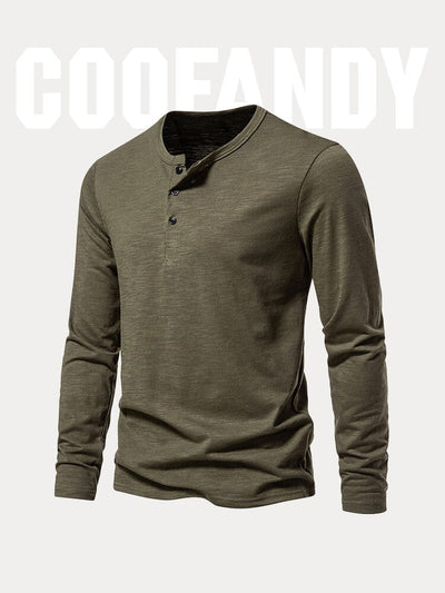 Simple 100% Cotton Henley Shirt T-Shirt coofandy 
