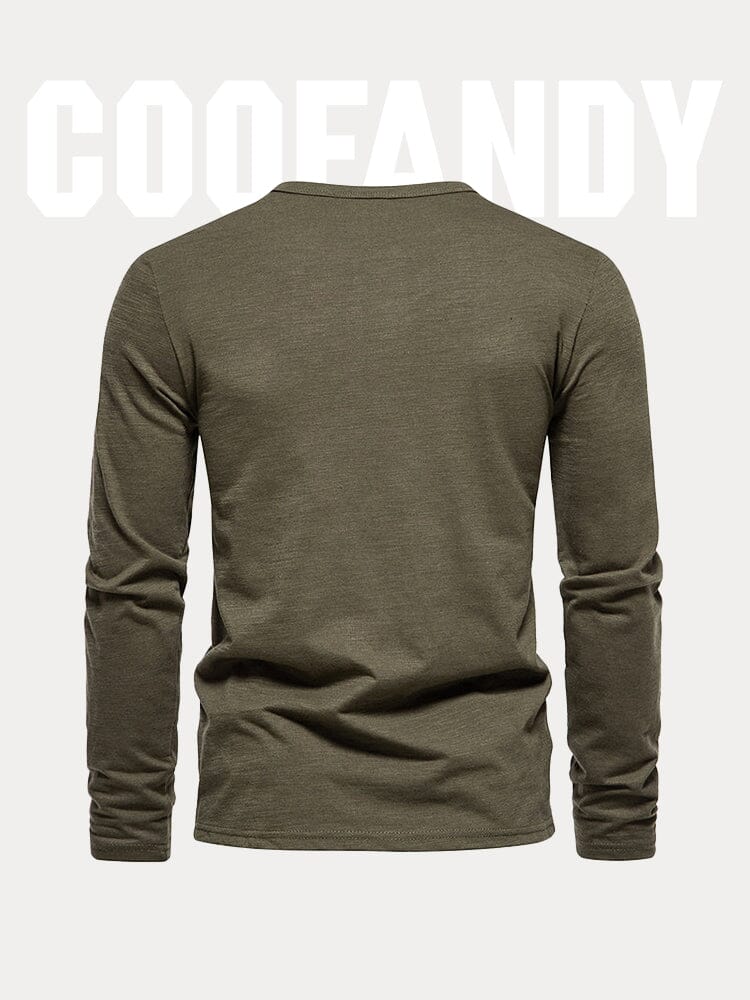 Simple 100% Cotton Henley Shirt T-Shirt coofandy 