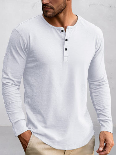 Simple 100% Cotton Henley Shirt T-Shirt coofandy White S 