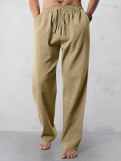 Casual Straight-Leg Cotton Linen Pants Pants coofandystore Khaki M 