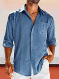 Casual Simple Shirt with Pocket Shirts coofandy Denim Blue S