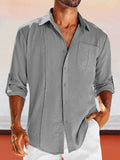Casual Simple Shirt with Pocket Shirts coofandy Grey S