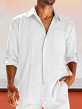 Casual Simple Shirt with Pocket Shirts coofandy White S