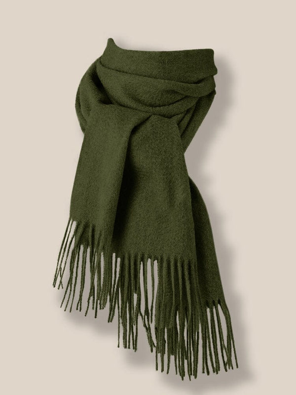 Comfy Tassel Faux Pashmina Scarf Scarf coofandy Army Green F