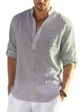 Coofandy Cotton Linen Style Henley Shirt (US Only) Shirts coofandy Grey S