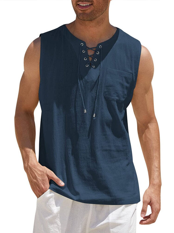 Coofandy Linen Tank Top (US Only) Tank Tops coofandy Navy Blue S