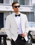 Two Button Slim Fit Blazers Retro Tuxedo Suit Jackets (US Only) Blazer coofandy White S