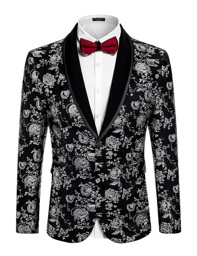 Coofandy Floral Wedding Blazer (US Only) Blazer coofandy Black S 