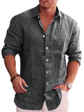 Classic Casual Button Down Cotton Linen Shirt (Us Only) Shirts coofandy Black S