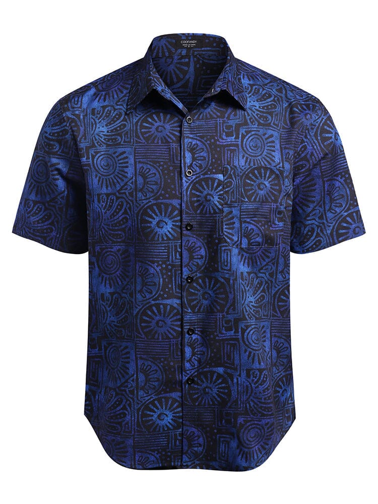 Hawaiian Tropical Button Down Vintage Floral Shirt (US Only) Shirts coofandystore Blue S 