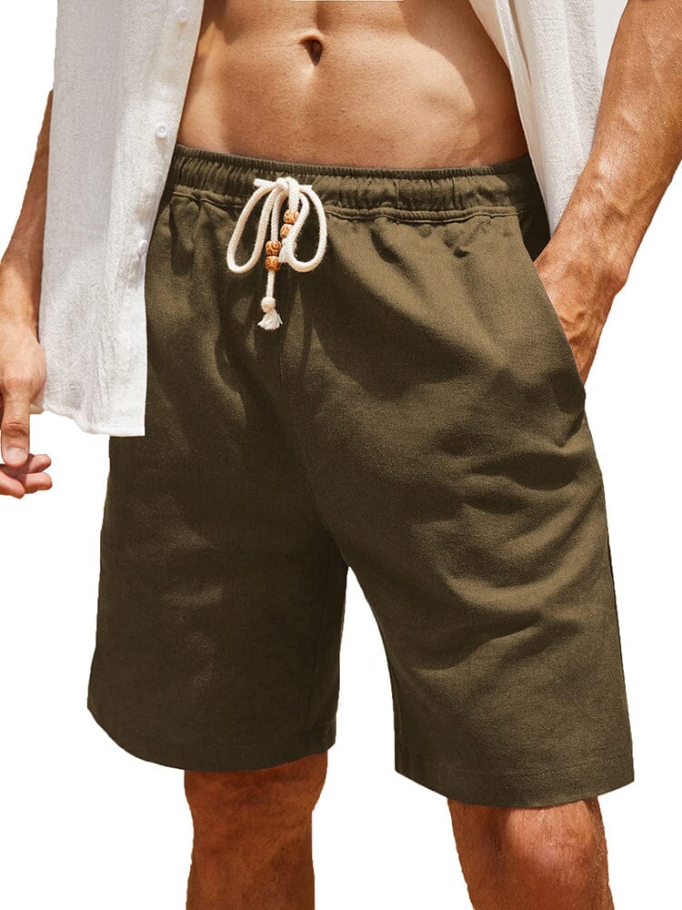 Coofandy Casual Elastic Waist Linen Holiday Shorts (US Only) Shorts coofandy Brown S 