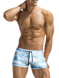 Swim Printed Square Leg Board Short (Us Only) Shorts coofandy Light Blue S