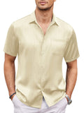 Casual Silk Satin Short Sleeve Shirt (US Only) Shirts coofandy Champagne S