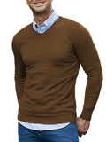 Casual Ribbed Knitted Pullover Sweater (US Only) Sweater coofandy Dark Brown S