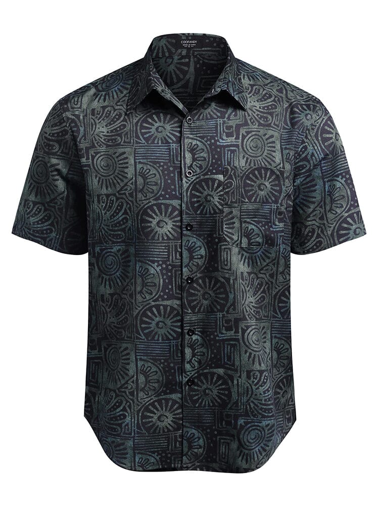 Hawaiian Tropical Button Down Vintage Floral Shirt (US Only) Shirts coofandystore Dark Green S 