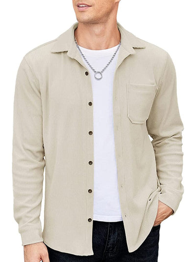 Casual Lightweight Corduroy Shirt (US Only) Button-Down Shirts COOFANDY Store Light Khaki S 