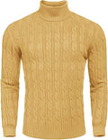 Slim Fit Turtleneck Twisted Knitted Pullover Sweater (US Only) Sweaters COOFANDY Store Light Yellow XS