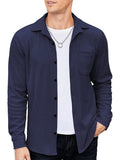 Casual Lightweight Corduroy Shirt (US Only) Button-Down Shirts COOFANDY Store Navy Blue S