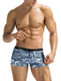 Swim Printed Square Leg Board Short (Us Only) Shorts coofandy Blue/White S