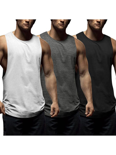 Coofandy 3 Pack Workout Tank Tops (US Only) Tank Tops coofandy White/Dark Grey/Black S 