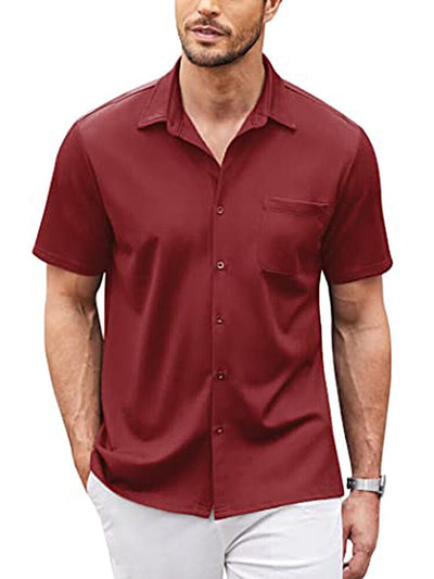 Casual Regular Fit Button Down Shirt (US Only) Shirts Coofandy's Wine Red S 