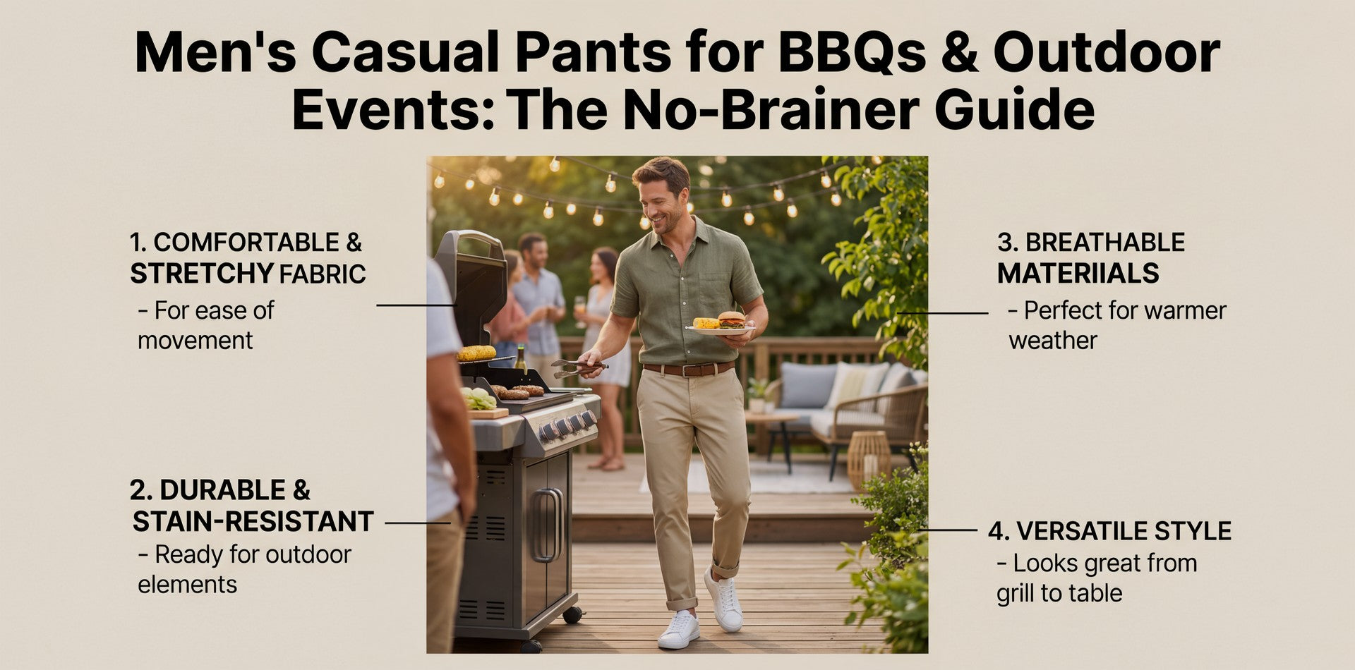 Men's Casual Pants for BBQs and Outdoor Events: Look Good Without Trying Too Hard