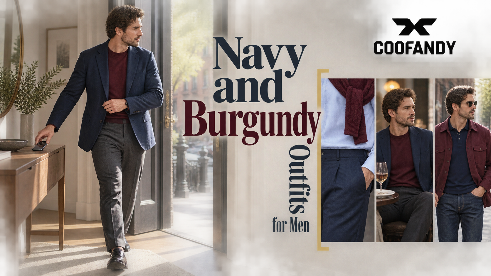 Navy and Burgundy Outfits for Men
