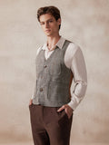 Plaid Splicing Tweed Vest Vest coofandy 