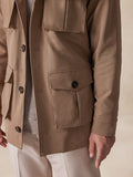 Vintage Cargo Trench Jacket with Belt Jackets coofandy 
