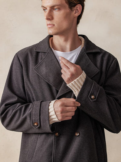 Lapel Double-Breasted Tweed Coat Jackets coofandy 