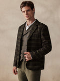 Vintage Plaid Wool Blend Blazer Jacket Jackets coofandy 