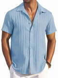 Casual Textured Summer Short Sleeve Beach Shirt (US Only)