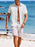 Casual Textured Summer Short Sleeve Beach Shirt (US Only)