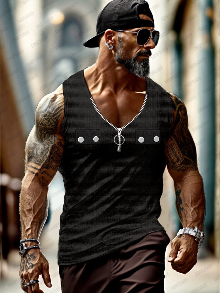 Stylish Textured Athletic Tank Top Tank Tops coofandy Black M 