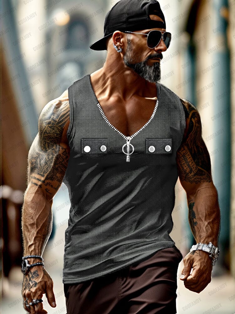 Stylish Textured Athletic Tank Top Tank Tops coofandy Grey M 