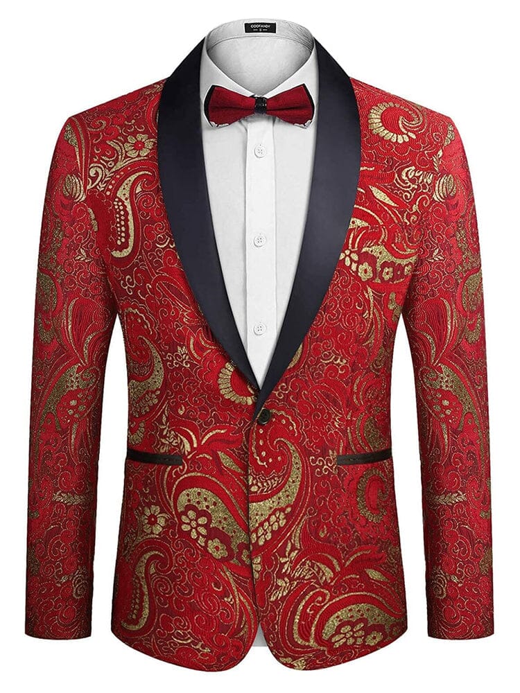 Luxury Embroidered Blazer (US Only) Blazer coofandy Red S 