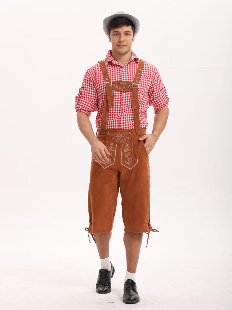 Classic Oktoberfest Costume Overalls Jumpsuit coofandy Light Brown S 