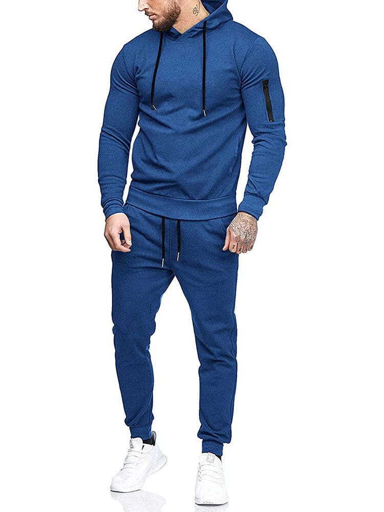 Casual 2-Piece Hooded Running Sport Suit Sets (US Only) Sports Set COOFANDY Store Blue S 