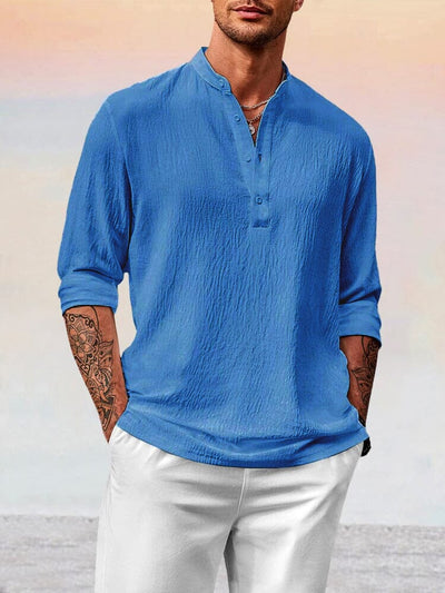 Cozy Lightweight Cotton Linen Button Shirt Shirts coofandystore Blue S 