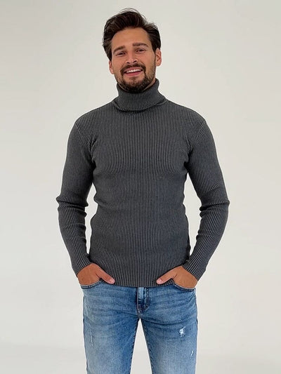 Ribbed Slim Fit Knitted Pullover Turtleneck Sweater (US Only) Sweaters COOFANDY Store 