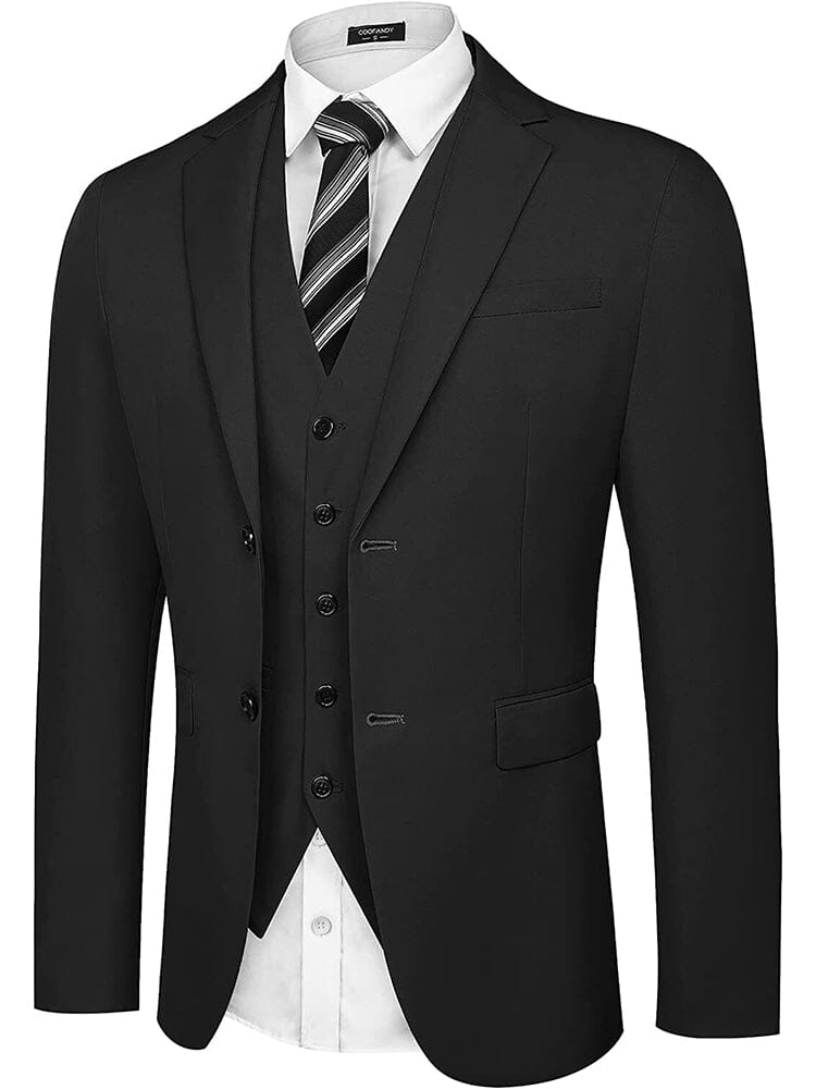 2-Piece Two Button Solid Prom Tuxedo Blazer Vest Set (US Only) Blazer COOFANDY Store 