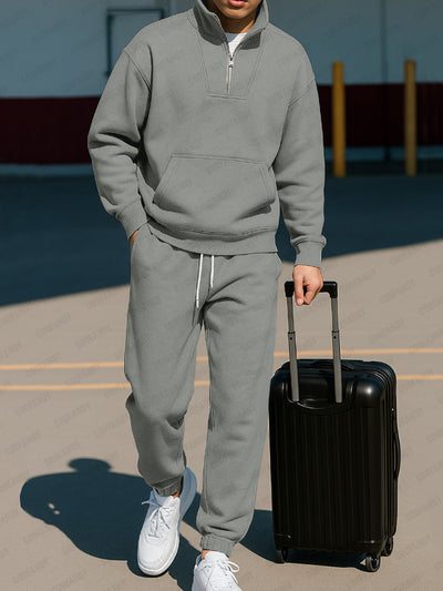 Trendy Stand Collar Sweatshirt Pants Set