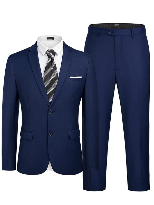 2 Piece Suits Set Slim Fit Tuxedo Jacket Suits (US Only) Suit Set coofandy Blue S 