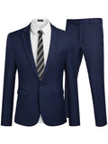 2 Piece Tuxedo Suit Set Blazer Jacket for Business (US Only) Suit Set coofandystore Navy Blue S 