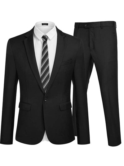 2 Piece Tuxedo Suit Set Blazer Jacket for Business (US Only) Suit Set coofandystore Black S 