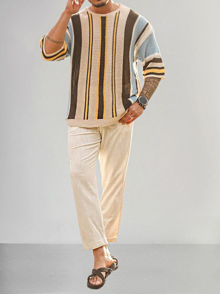 Stylish Stripe Knit Top T-shirt coofandystore 