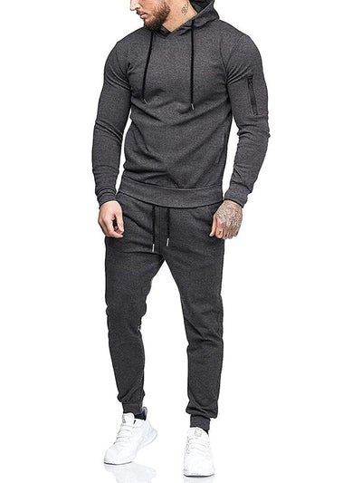 Casual 2-Piece Hooded Running Sport Suit Sets (US Only) Sports Set COOFANDY Store Dark Grey S 