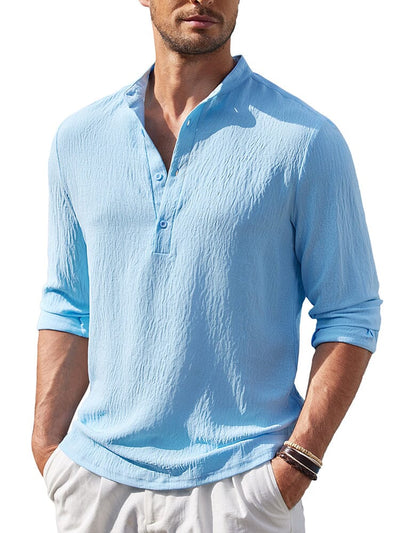 Casual Lightweight Henley Shirt (US Only) Shirts coofandy Clear Blue S 